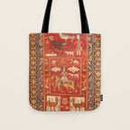 Kuba Hunting Rug With Birds Horses Camels Print Tote Bag Gallery Image 1