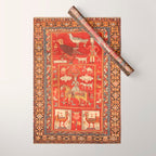 Kuba Hunting Rug With Birds Horses Camels Print Wrapping Paper Gallery Image 1