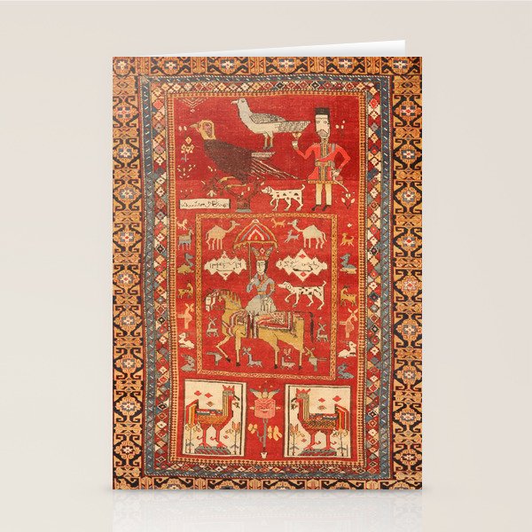 Kuba Hunting Rug With Birds Horses Camels Print Stationery Card Gallery Image 1
