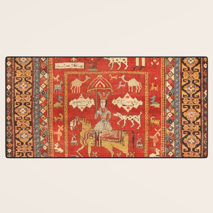 Kuba Hunting Rug With Birds Horses Camels Print Desk Mat Gallery Image 3