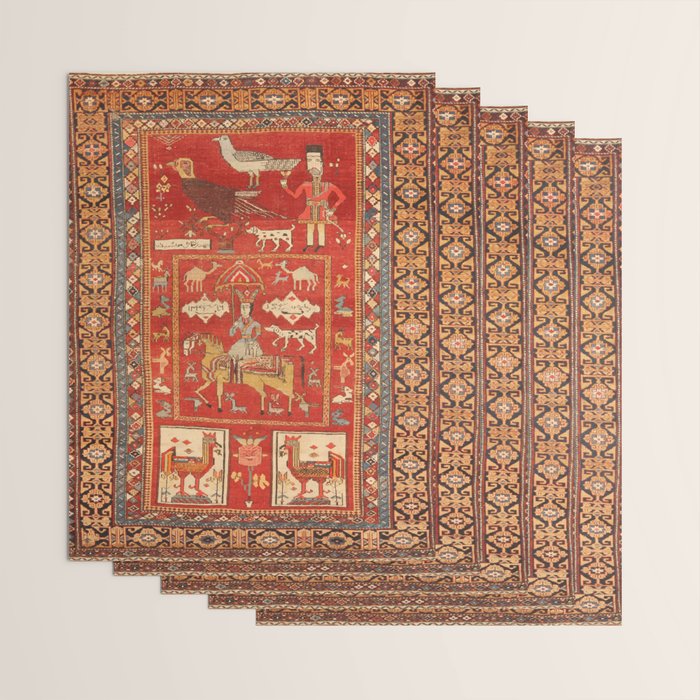 Kuba Hunting Rug With Birds Horses Camels Print Wrapping Paper Gallery Image 3