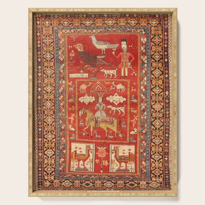 Kuba Hunting Rug With Birds Horses Camels Print Serving Tray Gallery Image 1