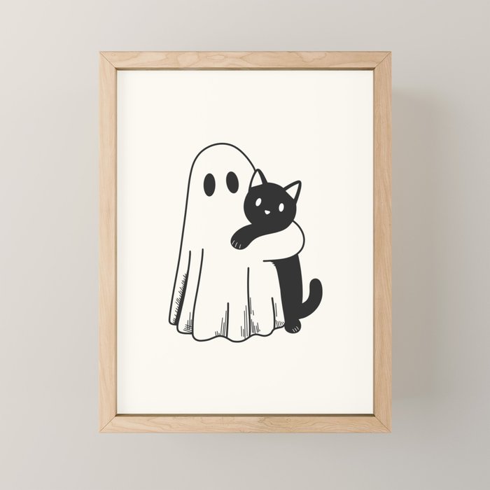Ghost with a Cat Mini Art Print Gallery Image 1