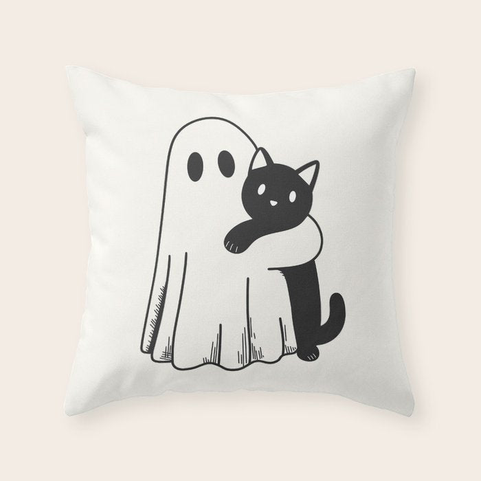 Ghost with a Cat Throw Pillow Gallery Image 6