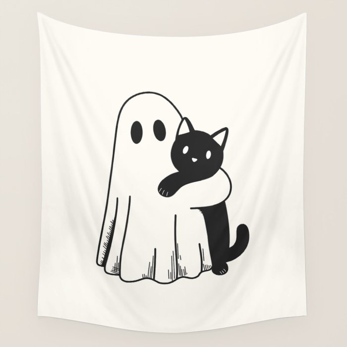Ghost with a Cat Wall Tapestry Gallery Image 4