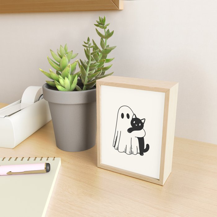 Ghost with a Cat Mini Art Print Gallery Image 2