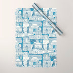 Washington DC toile blue Wrapping Paper Gallery Image 1
