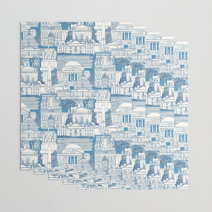 Washington DC toile blue Wrapping Paper Gallery Image 3