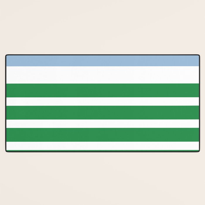 Mixed Stripe Pattern in Green, Baby Blue, and White Desk Mat Gallery Image 3