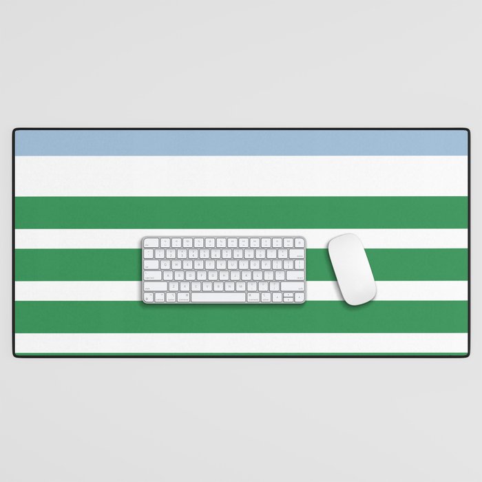 Mixed Stripe Pattern in Green, Baby Blue, and White Desk Mat Gallery Image 1
