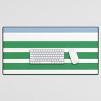 Mixed Stripe Pattern in Green, Baby Blue, and White Desk Mat Gallery Image 1