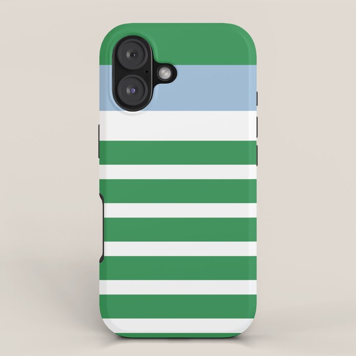 Mixed Stripe Pattern in Green, Baby Blue, and White iPhone Case Gallery Image 1