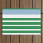 Mixed Stripe Pattern in Green, Baby Blue, and White Outdoor Rug Gallery Image 1