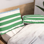 Mixed Stripe Pattern in Green, Baby Blue, and White Pillow Sham Gallery Image 2
