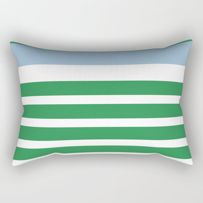Mixed Stripe Pattern in Green, Baby Blue, and White Rectangular Pillow Gallery Image 1