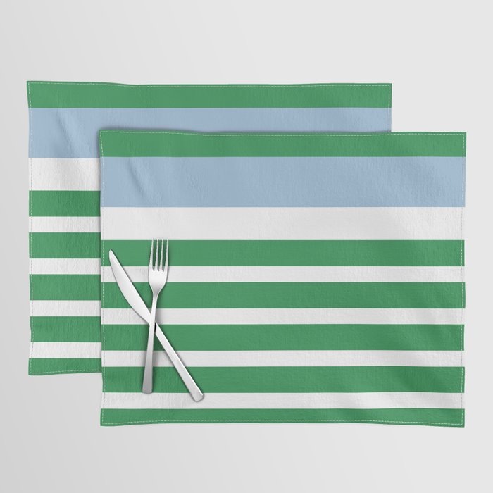 Mixed Stripe Pattern in Green, Baby Blue, and White Placemat Gallery Image 1