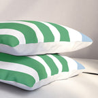 Mixed Stripe Pattern in Green, Baby Blue, and White Pillow Sham Gallery Image 3