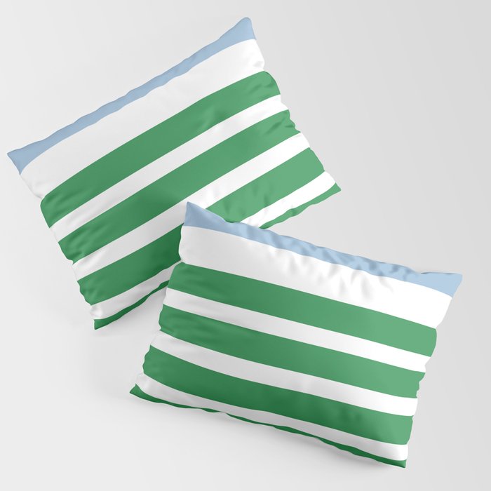 Mixed Stripe Pattern in Green, Baby Blue, and White Pillow Sham Gallery Image 3