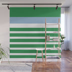 Mixed Stripe Pattern in Green, Baby Blue, and White Wall Mural Gallery Image 1