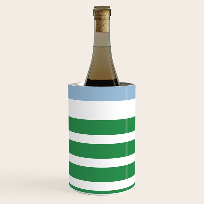 Mixed Stripe Pattern in Green, Baby Blue, and White Wine Chiller Gallery Image 1