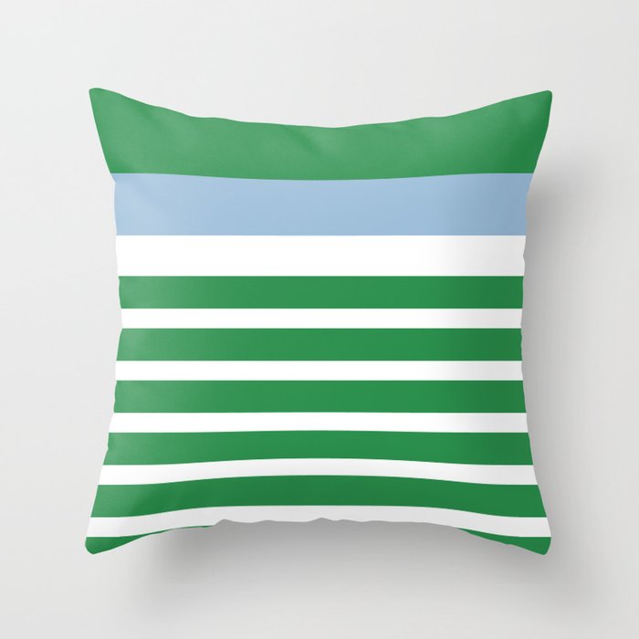 Mixed Stripe Pattern in Green, Baby Blue, and White Throw Pillow Gallery Image 6