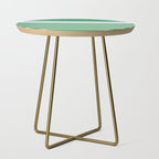 Mixed Stripe Pattern in Green, Baby Blue, and White Side Table Gallery Image 1