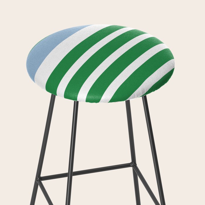 Mixed Stripe Pattern in Green, Baby Blue, and White Stool Gallery Image 2
