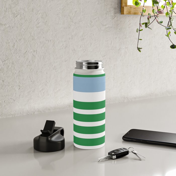 Mixed Stripe Pattern in Green, Baby Blue, and White Water Bottle Gallery Image 4