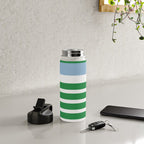 Mixed Stripe Pattern in Green, Baby Blue, and White Water Bottle Gallery Image 4