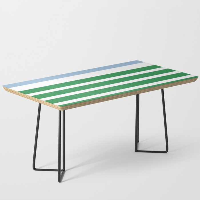 Mixed Stripe Pattern in Green, Baby Blue, and White Coffee Table Gallery Image 1