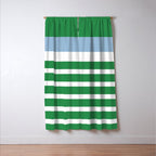 Mixed Stripe Pattern in Green, Baby Blue, and White Window Curtain Gallery Image 3