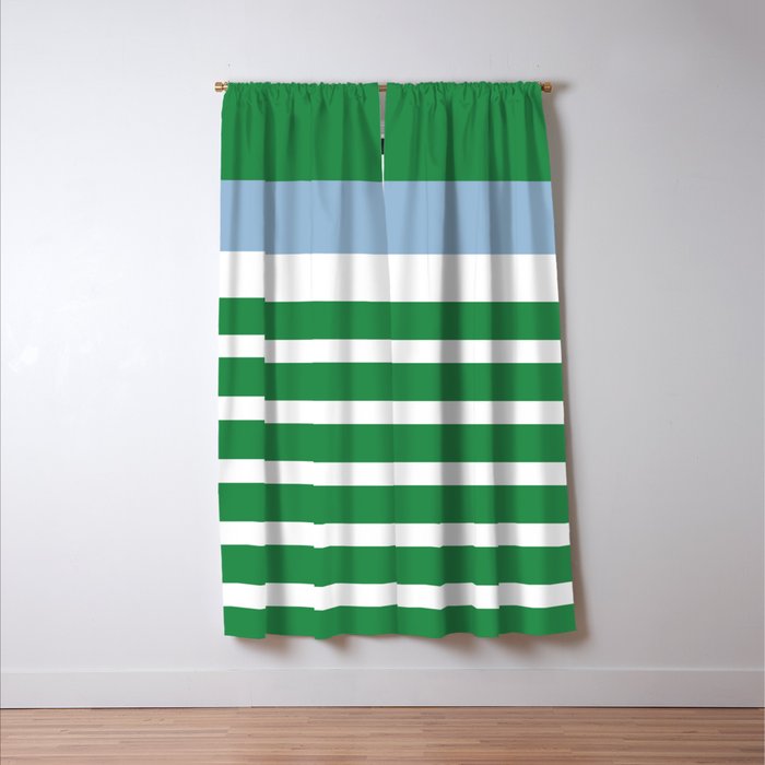 Mixed Stripe Pattern in Green, Baby Blue, and White Window Curtain Gallery Image 3
