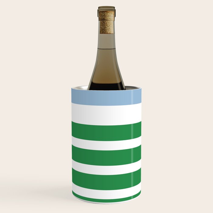 Mixed Stripe Pattern in Green, Baby Blue, and White Wine Chiller Gallery Image 3