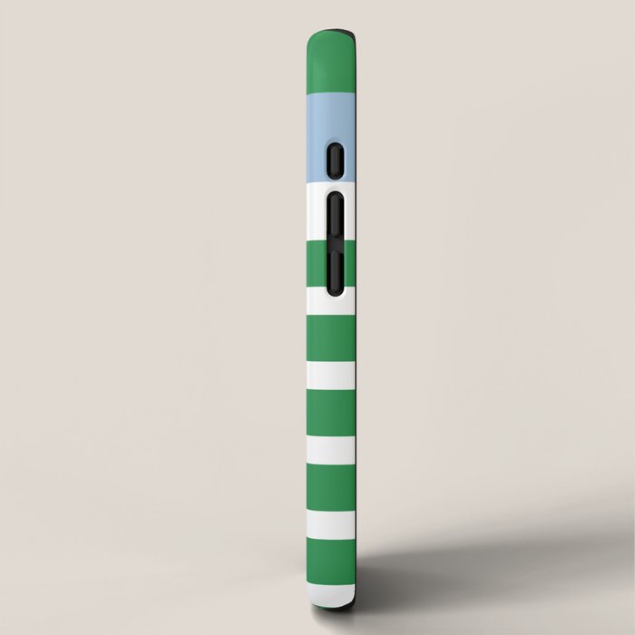 Mixed Stripe Pattern in Green, Baby Blue, and White iPhone Case Gallery Image 2
