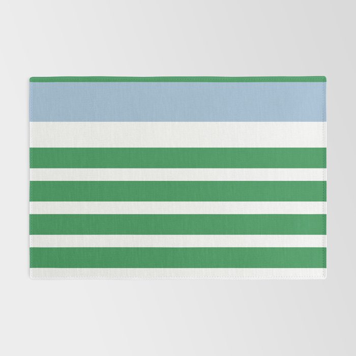 Mixed Stripe Pattern in Green, Baby Blue, and White Rug Gallery Image 2
