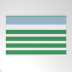 Mixed Stripe Pattern in Green, Baby Blue, and White Welcome Mat Gallery Image 1