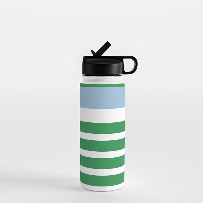 Mixed Stripe Pattern in Green, Baby Blue, and White Water Bottle Gallery Image 1