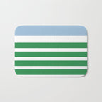 Mixed Stripe Pattern in Green, Baby Blue, and White Bath Mat Gallery Image 1