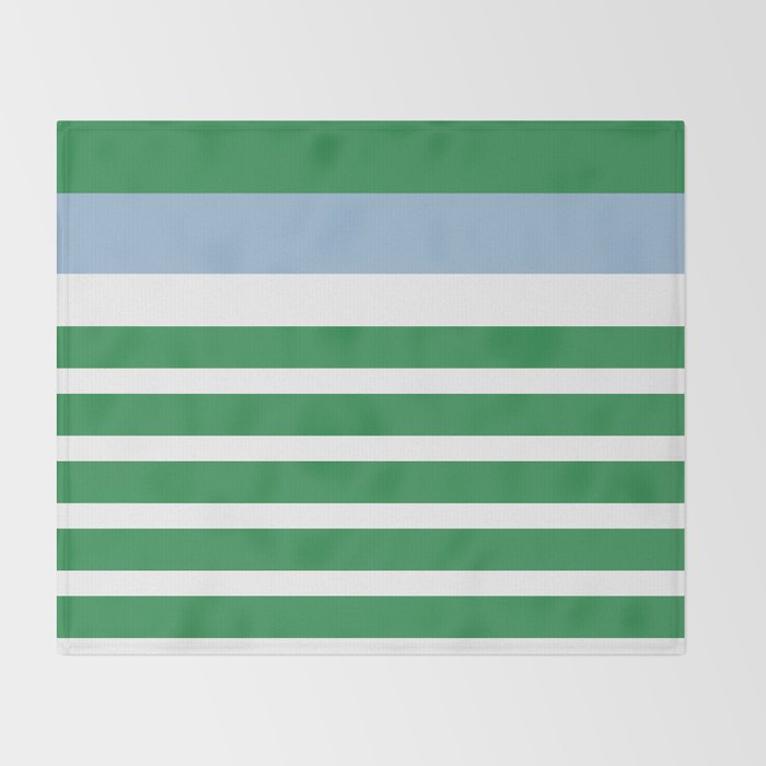 Mixed Stripe Pattern in Green, Baby Blue, and White Throw Blanket Gallery Image 2