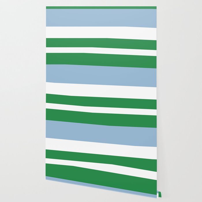 Mixed Stripe Pattern in Green, Baby Blue, and White Wallpaper Gallery Image 2