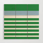 Mixed Stripe Pattern in Green, Baby Blue, and White Wood Wall Art Gallery Image 1