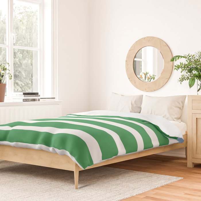 Mixed Stripe Pattern in Green, Baby Blue, and White Duvet Cover Gallery Image 2
