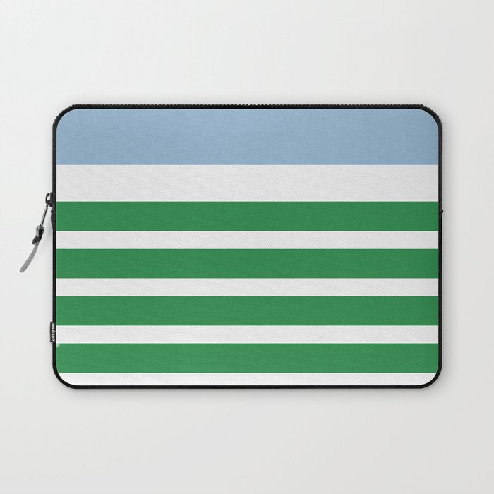 Mixed Stripe Pattern in Green, Baby Blue, and White Laptop Sleeve Gallery Image 1
