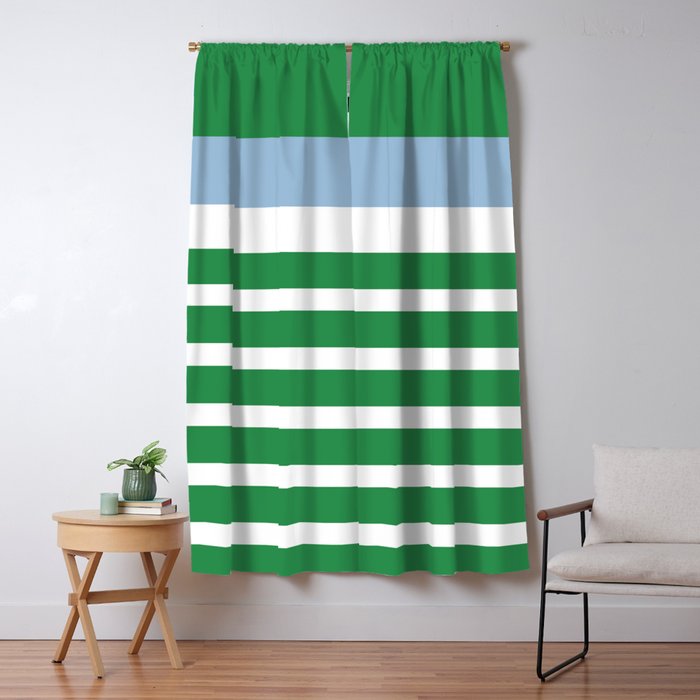 Mixed Stripe Pattern in Green, Baby Blue, and White Window Curtain Gallery Image 5