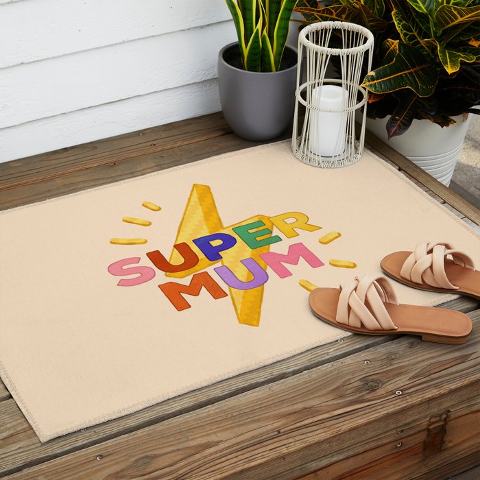 Retro Super Mum  Outdoor Rug Gallery Image 2