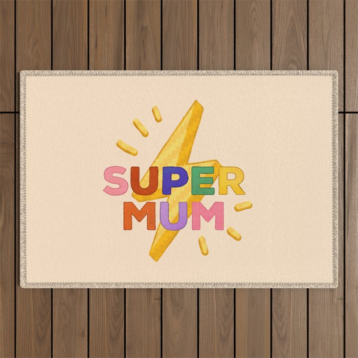 Retro Super Mum  Outdoor Rug Gallery Image 1