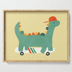 Dinosaur on retro skateboard Serving Tray Gallery Image 1