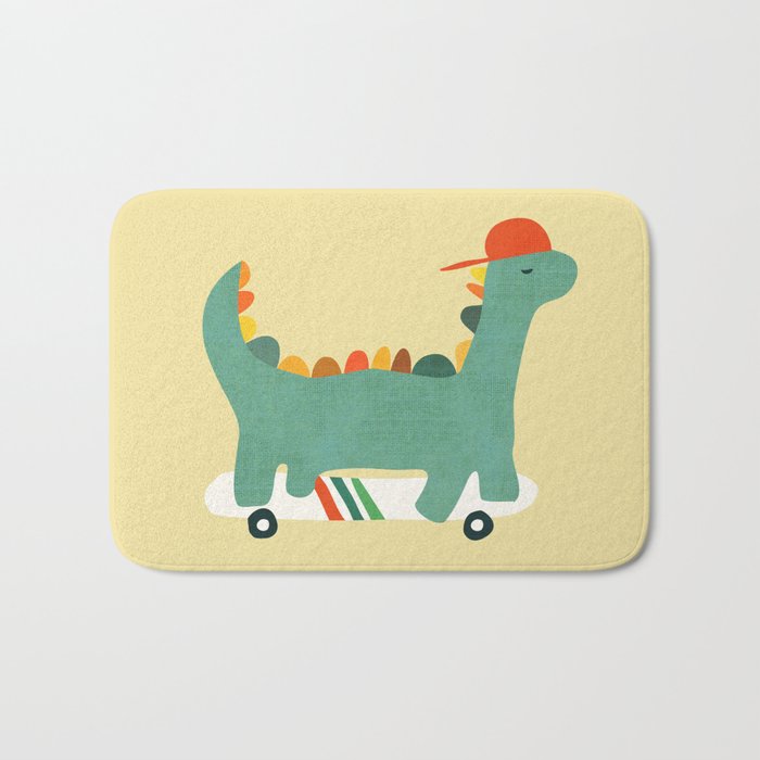 Dinosaur on retro skateboard Bath Mat Gallery Image 1