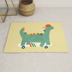 Dinosaur on retro skateboard Rug Gallery Image 1