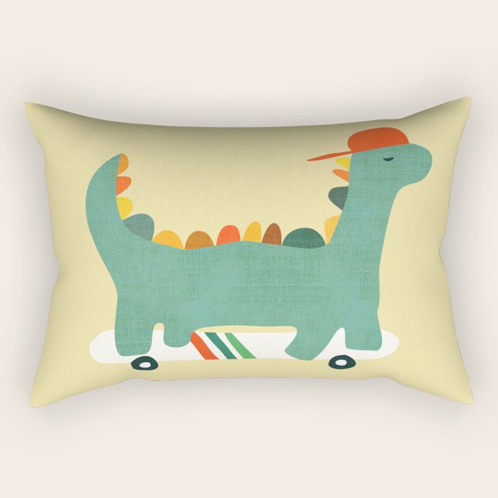 Dinosaur on retro skateboard Rectangular Pillow Gallery Image 2
